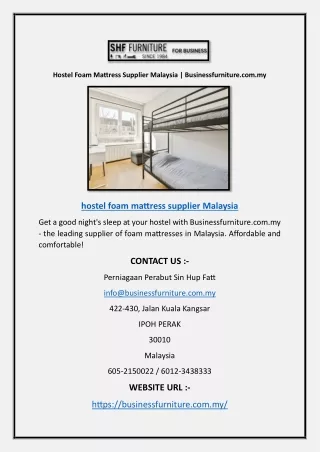Hostel Foam Mattress Supplier Malaysia | Businessfurniture.com.my
