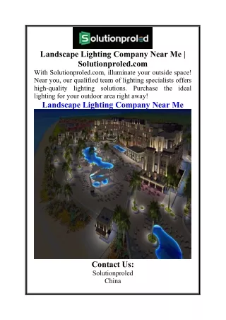 Landscape Lighting Company Near Me  Solutionproled.com