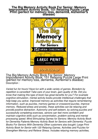 [PDF⚡READ❤ONLINE] The Big Memory Activity Book For Senior: Memory Improvement Activity Book, 151