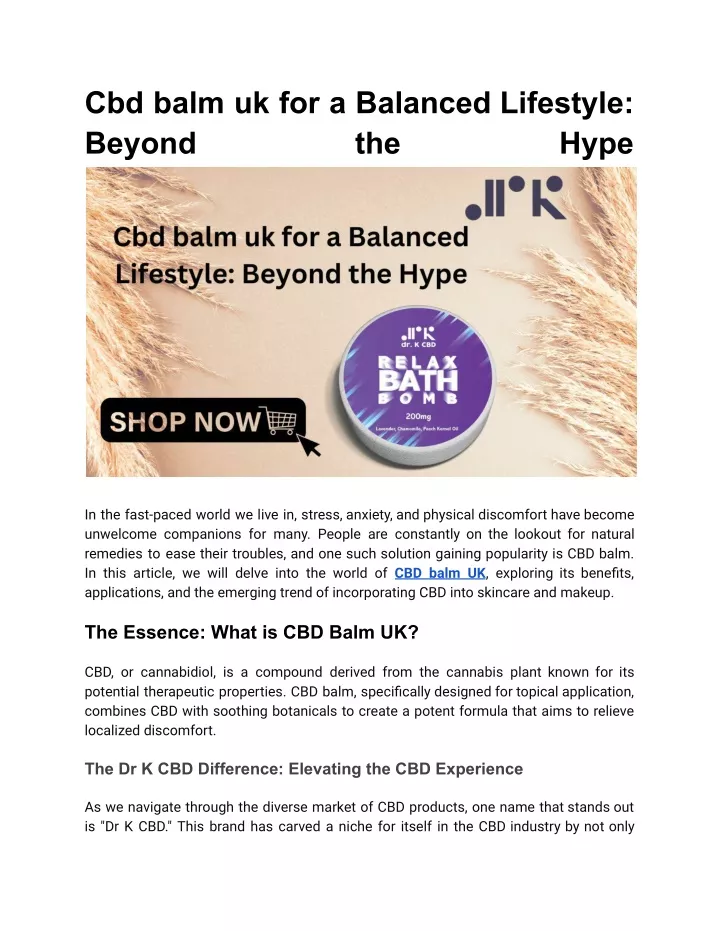 cbd balm uk for a balanced lifestyle beyond the