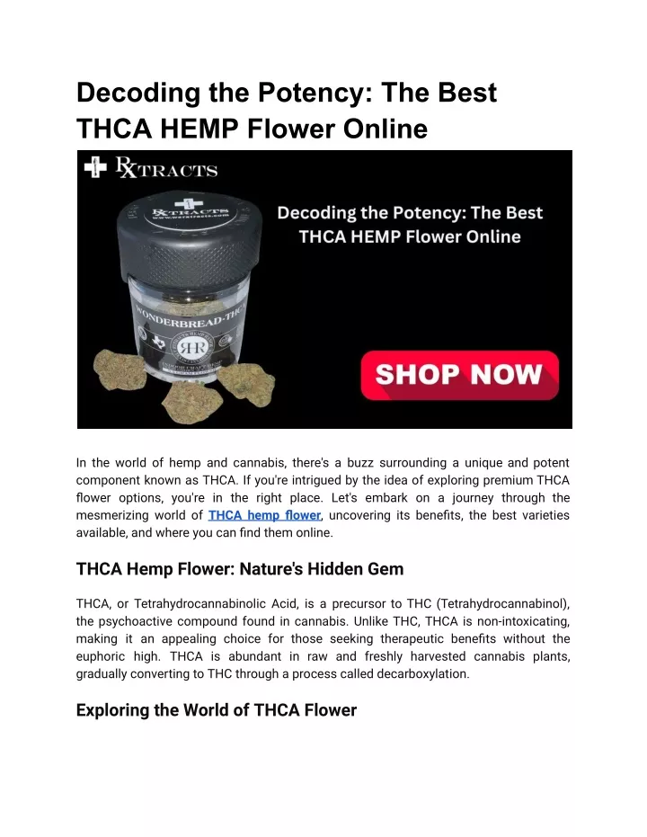 decoding the potency the best thca hemp flower