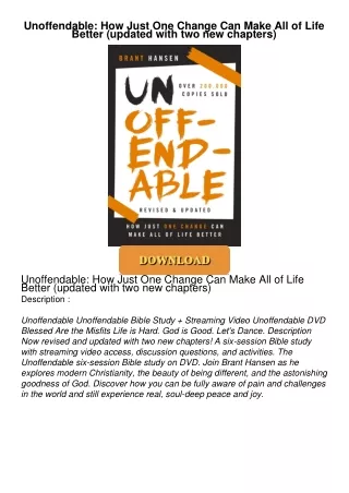 PDF_⚡ Unoffendable: How Just One Change Can Make All of Life Better (updated with