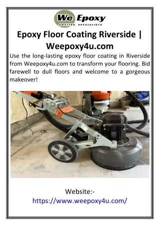Epoxy Floor Coating Riverside | Weepoxy4u.com