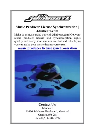 Music Producer License Synchronization  Jdinbeatz.com