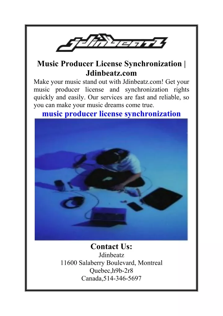 music producer license synchronization jdinbeatz