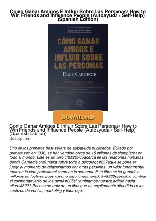 ❤[PDF]⚡  Como Ganar Amigos E Influir Sobre Las Personas/ How to Win Friends and