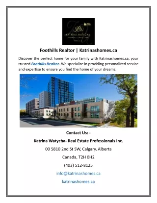 Foothills Realtor Katrinashomes.ca