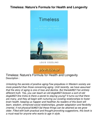 ❤[READ]❤ Timeless: Nature's Formula for Health and Longevity