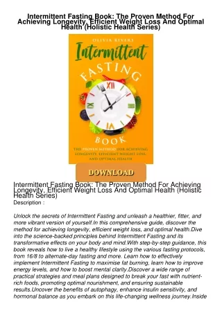 PDF_⚡ Intermittent Fasting Book: The Proven Method For Achieving Longevity,