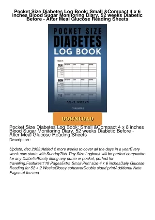 READ⚡[PDF]✔ Pocket Size Diabetes Log Book: Small & Compact 4 x 6 inches Blood Sugar