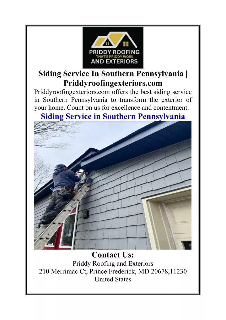 siding service in southern pennsylvania