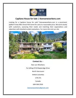 Capilano House for Sale Stanvanwoerkens