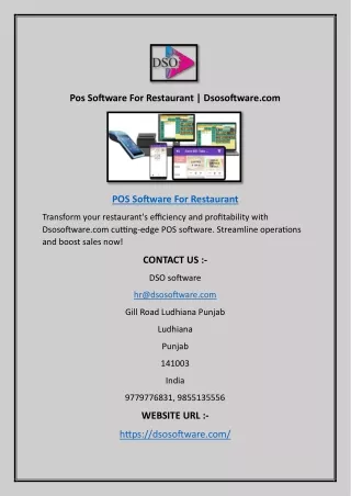 Pos Software For Restaurant | Dsosoftware.com