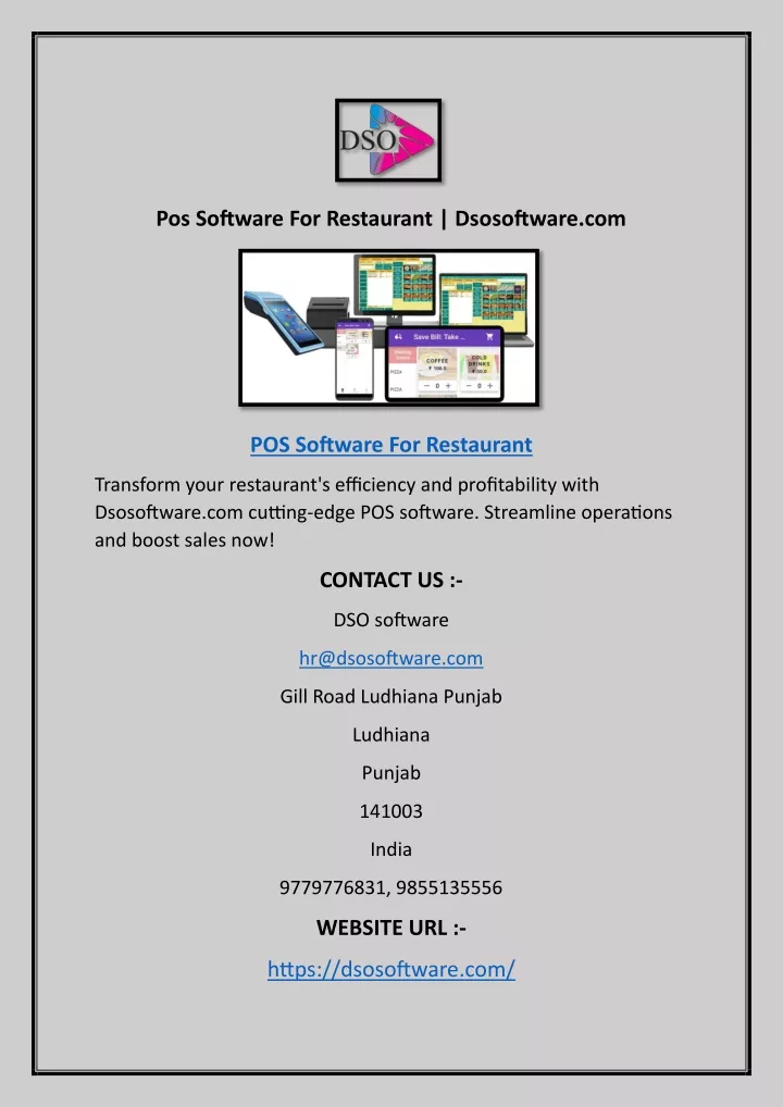 pos software for restaurant dsosoftware com