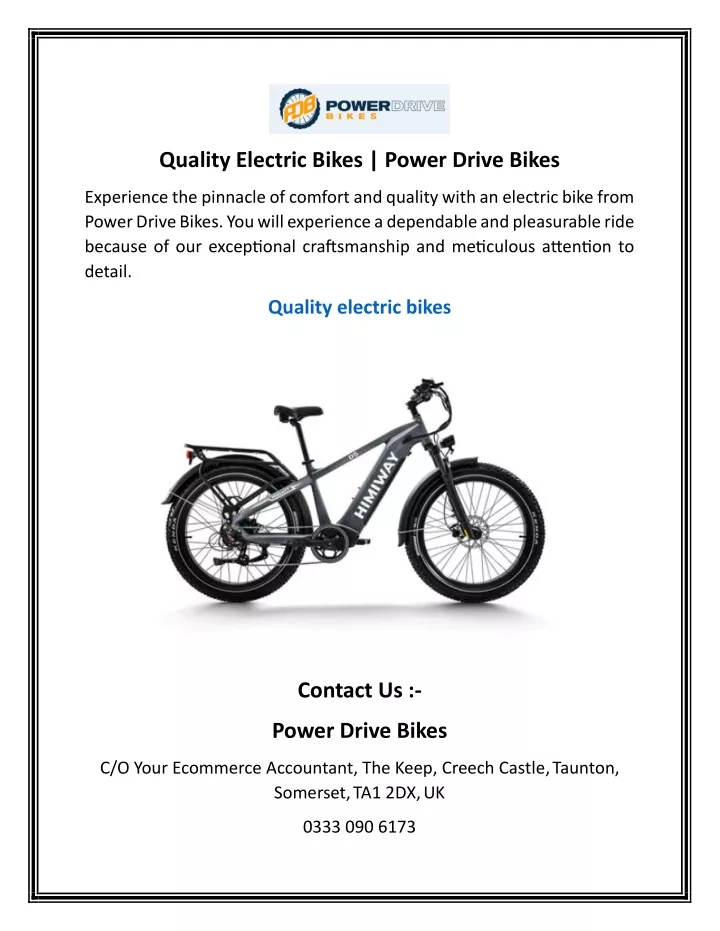 quality electric bikes power drive bikes