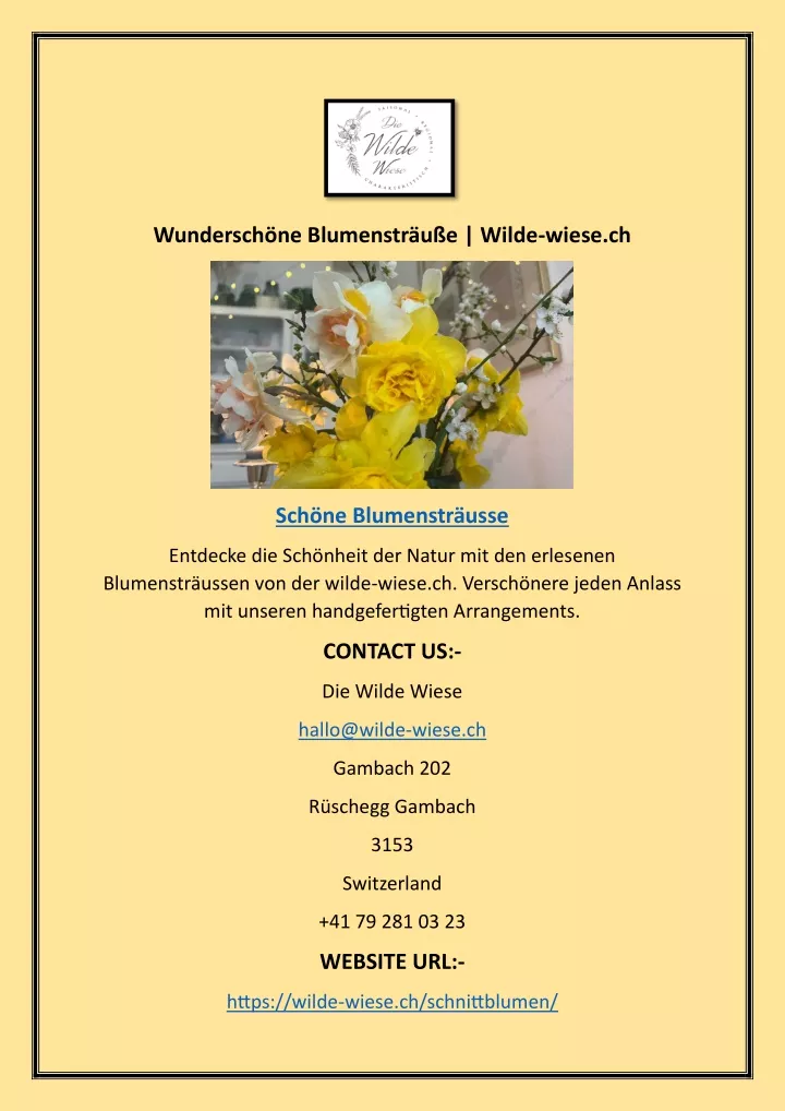 wundersch ne blumenstr u e wilde wiese ch