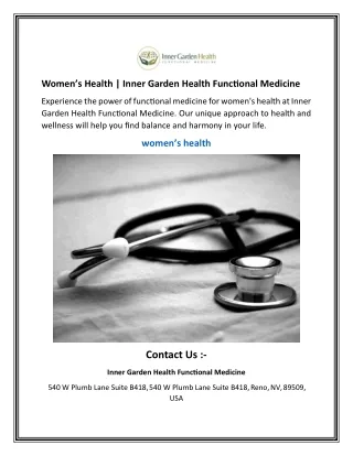 Women’s Health   Inner Garden Health Functional Medicine