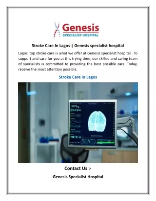 Stroke Care In Lagos  Genesis specialist hospital