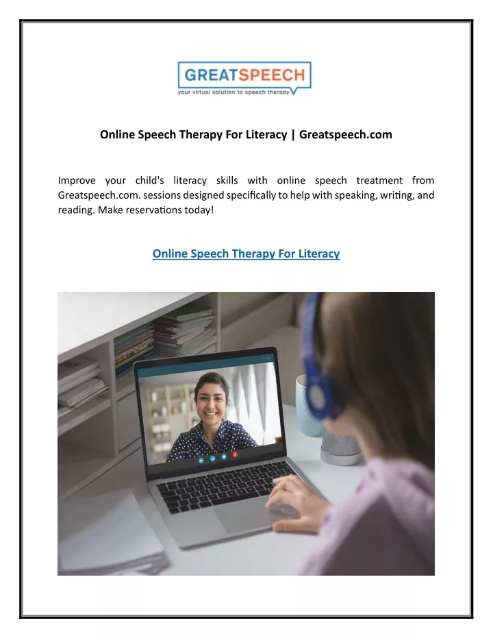 online speech therapy for literacy greatspeech com