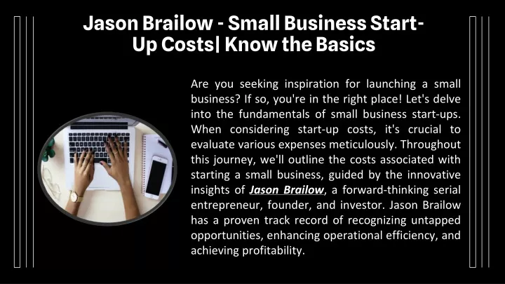 jason brailow small business start up costs know the basics