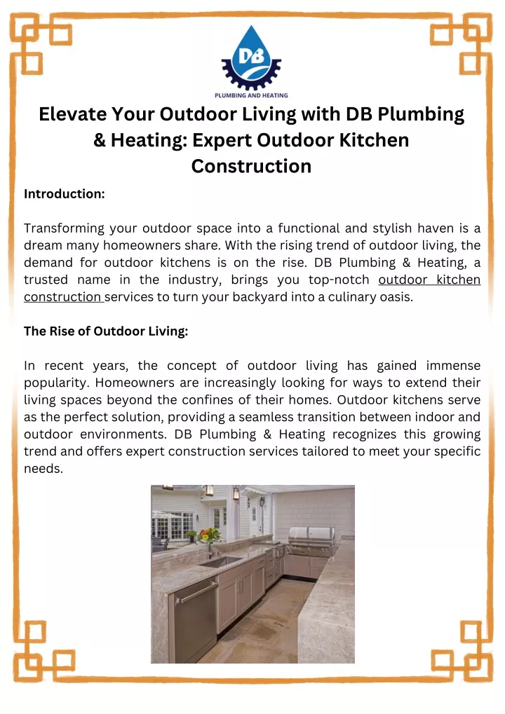 elevate your outdoor living with db plumbing