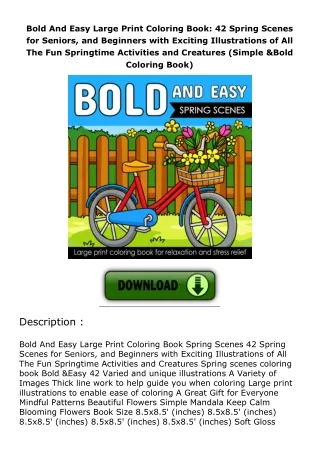 book❤️[READ]✔️ Bold And Easy Large Print Coloring Book: Beautiful Flowers for Adults,