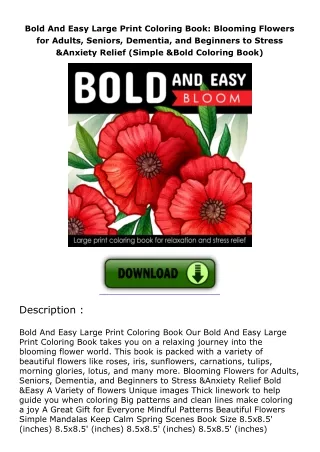 Bold-And-Easy-Large-Print-Coloring-Book-Blooming-Flowers-for-Adults-Seniors-Dementia-and-Beginners-to-Stress--Anxiety-Re