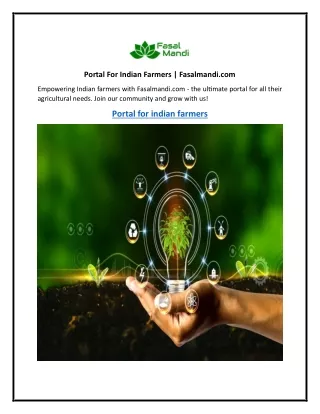 Portal For Indian Farmers  Fasalmandi