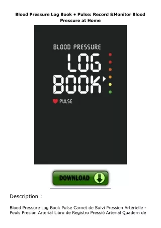 get✔️[PDF] Download⚡️ Blood Pressure Log Book: This blood pressure logbook with blood pres