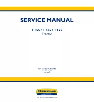 New Holland TT75 2WD Tractor Service Repair Manual