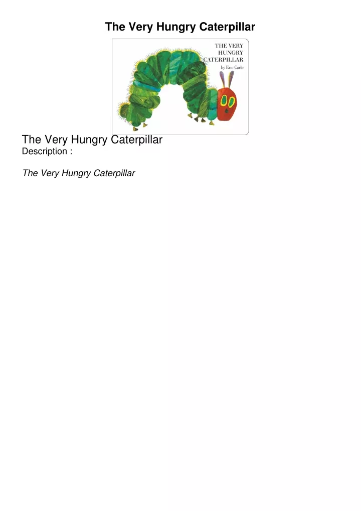 the very hungry caterpillar