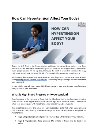 How Can Hypertension Affect Your Body?