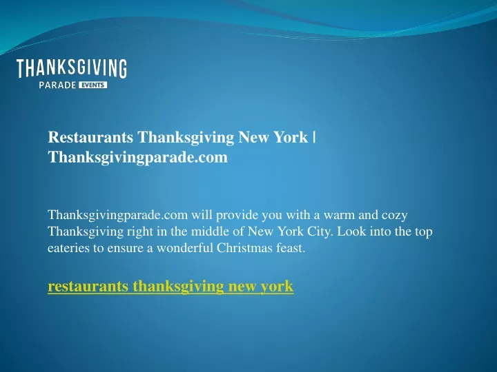 restaurants thanksgiving new york