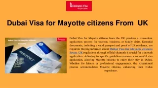 Dubai Visa for Mayotte citizens from the UK