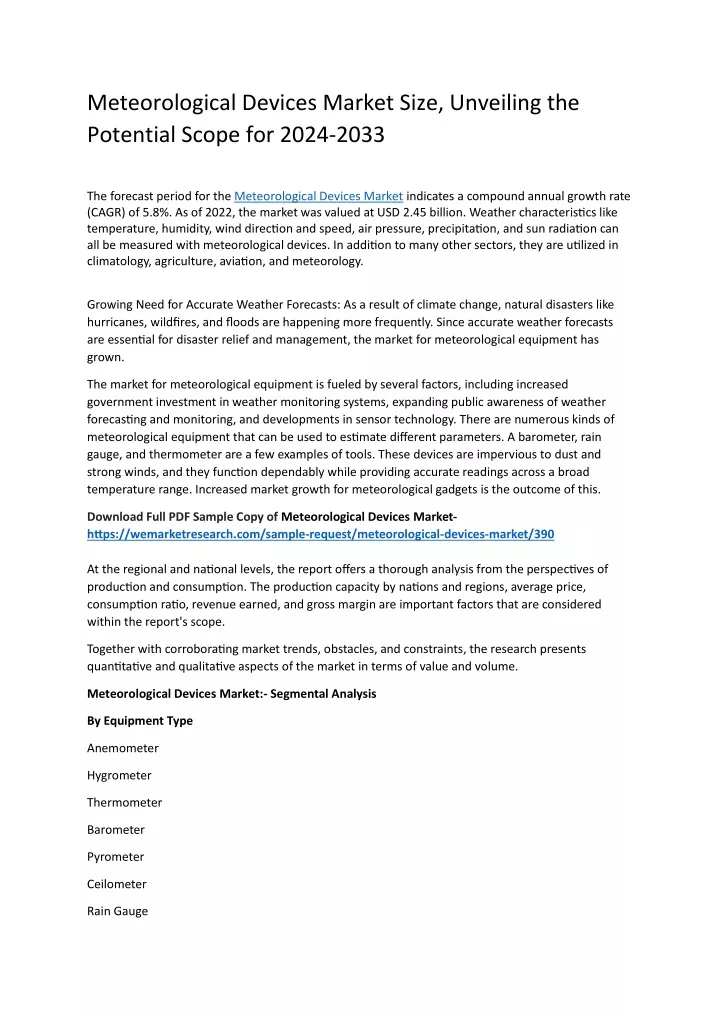 meteorological devices market size unveiling