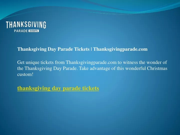 thanksgiving day parade tickets