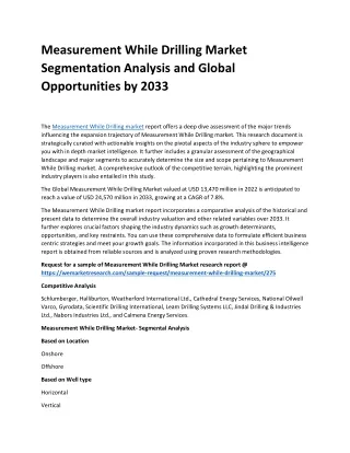 measurement while drilling market segmentation
