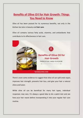 Benefits of Olive Oil for Hair Growth Things You Need to Know