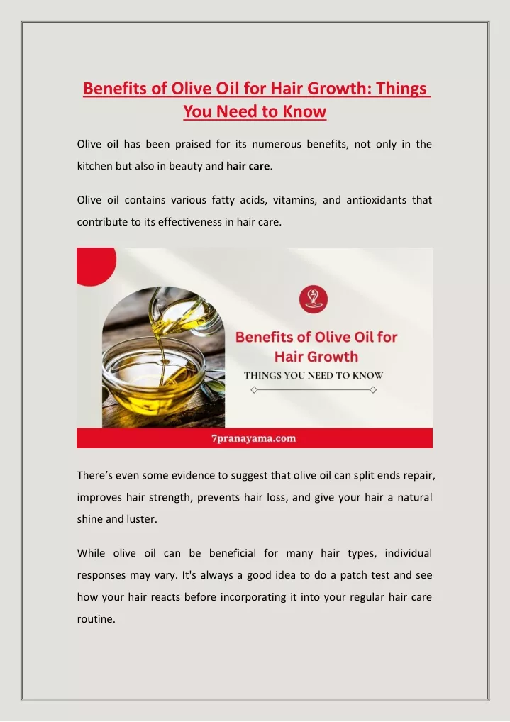 benefits of olive oil for hair growth things