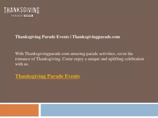 Thanksgiving Parade Events  Thanksgivingparade.com