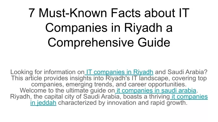 7 must known facts about it companies in riyadh