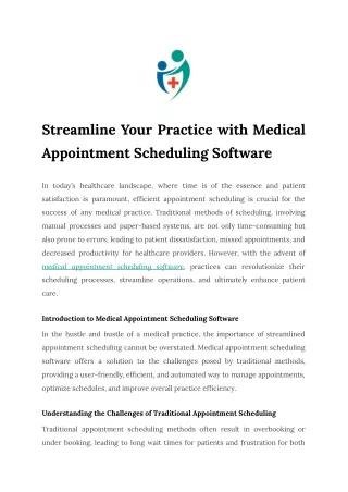 Streamline Your Practice with Medical Appointment Scheduling Software