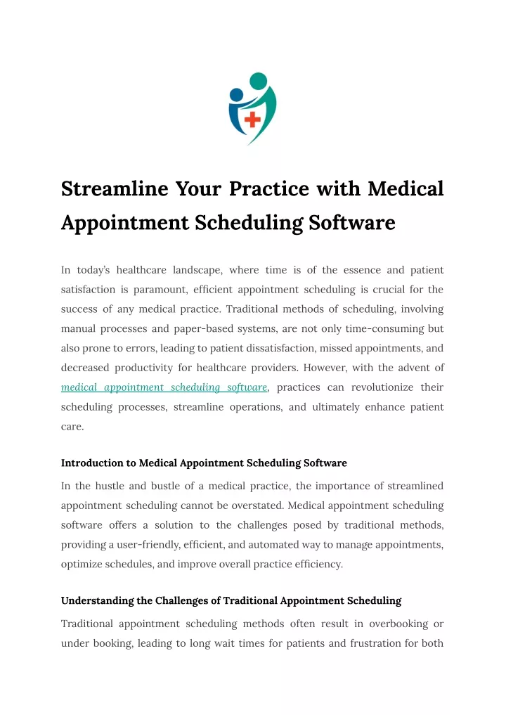 streamline your practice with medical appointment