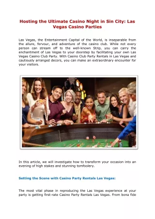 Hosting the Ultimate Casino Night in Sin City: Las Vegas Casino Parties
