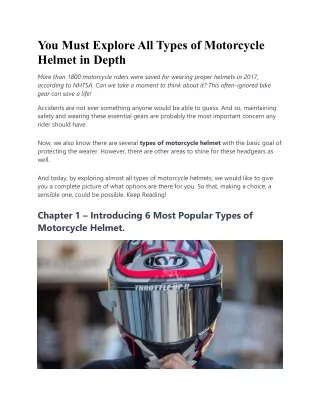 Types of Motorcycle Helmet