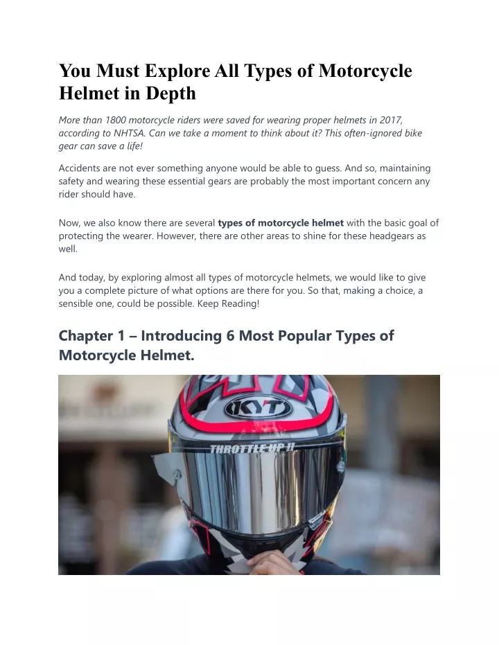 you must explore all types of motorcycle helmet