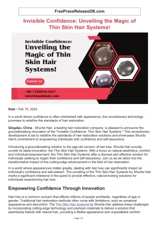 Invisible Confidence: Unveiling the Magic of Thin Skin Hair Systems!