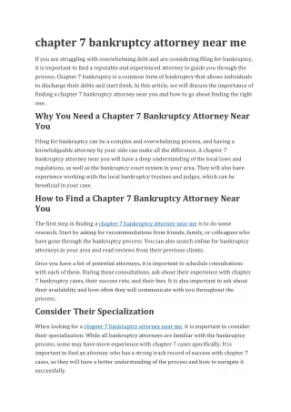chapter 7 bankruptcy attorney near me