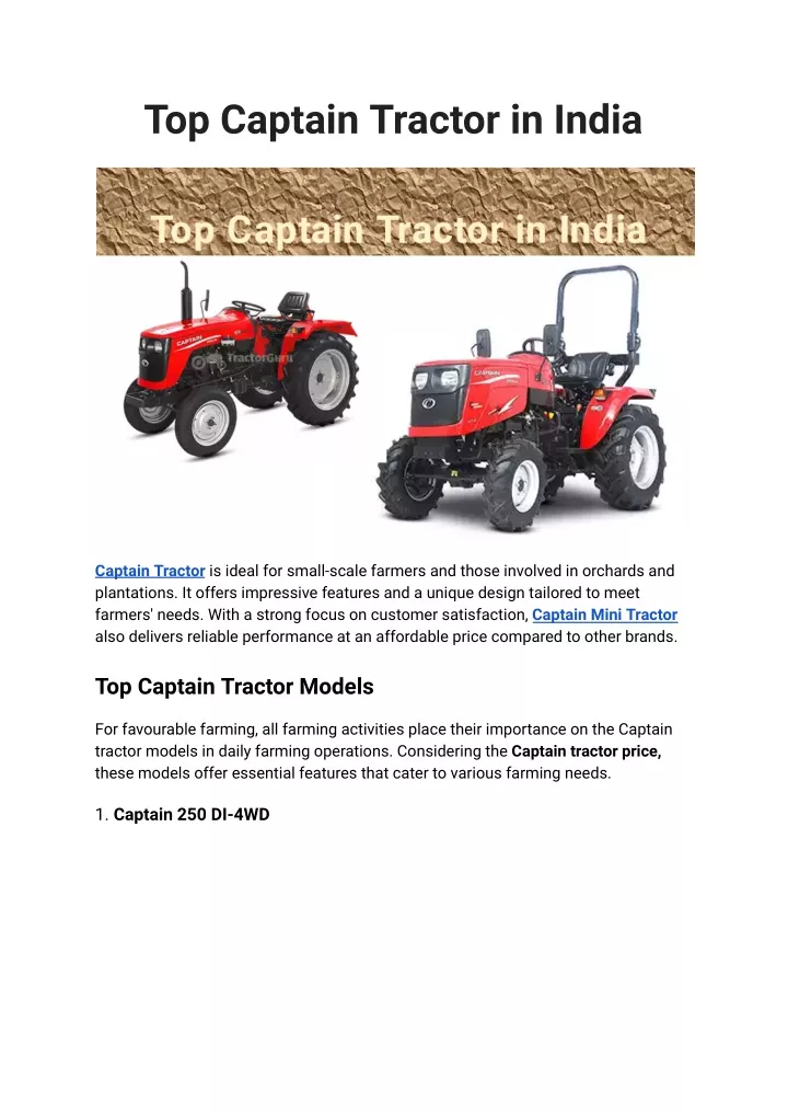 top captain tractor in india