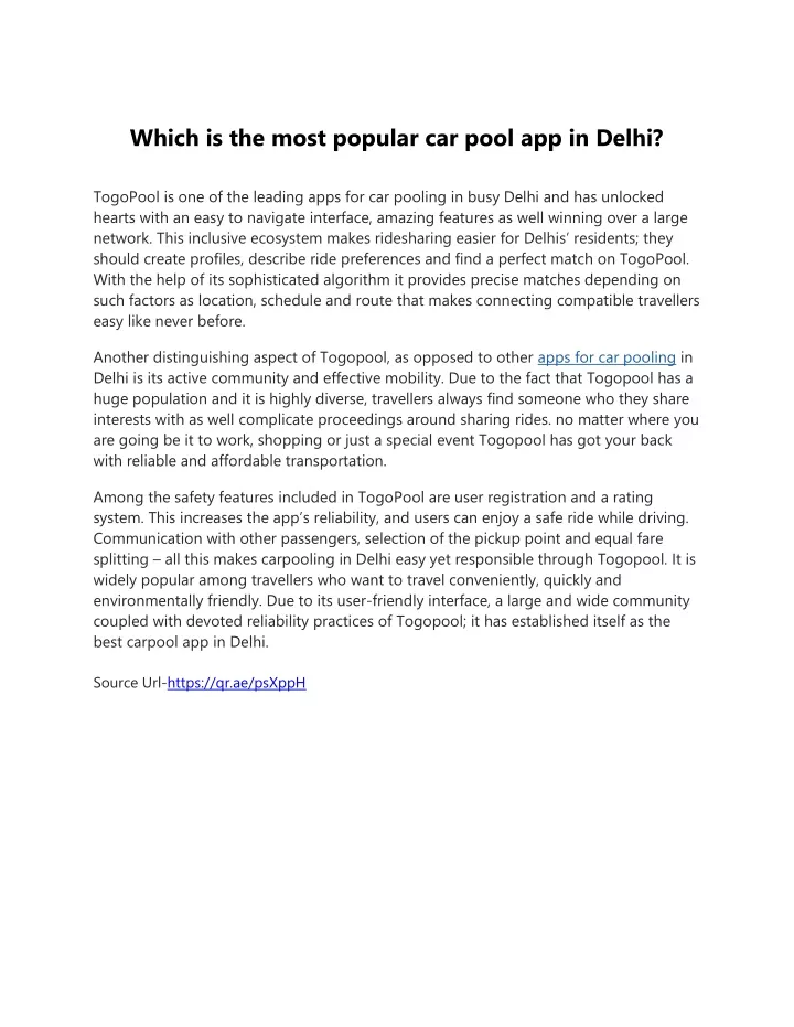which is the most popular car pool app in delhi